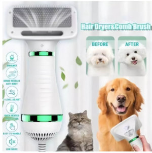 Cepillo Secador Eléctrico para Mascotas 2 en 1 | Secador y Peine para Perros y Gatos