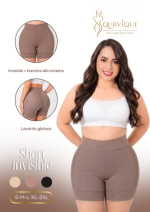Short Invisible Alto de Media Pierna – Compresión Alta y Levanta Cola